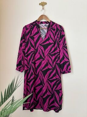 La Mer Luxe Purple Abstract Print Shift Dress Small Spring Classic
